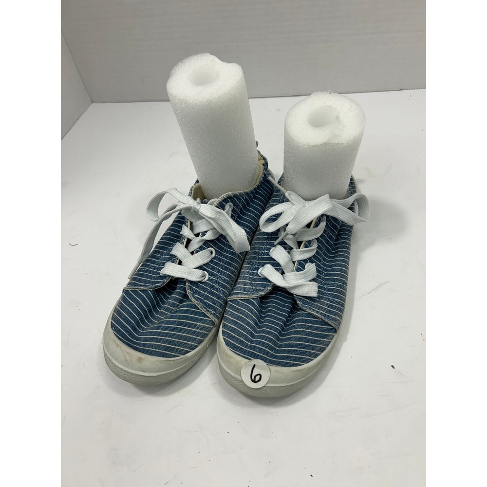 Solemates Striped Canvas Sneakers 6 Blue White Lace Up Nautical Coastal Preppy